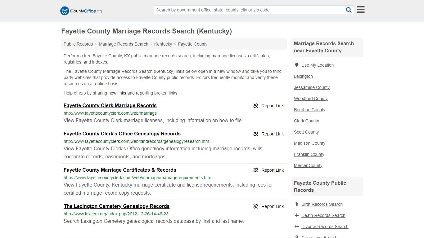 Fayette County Marriage Records Search (Kentucky) - County Office