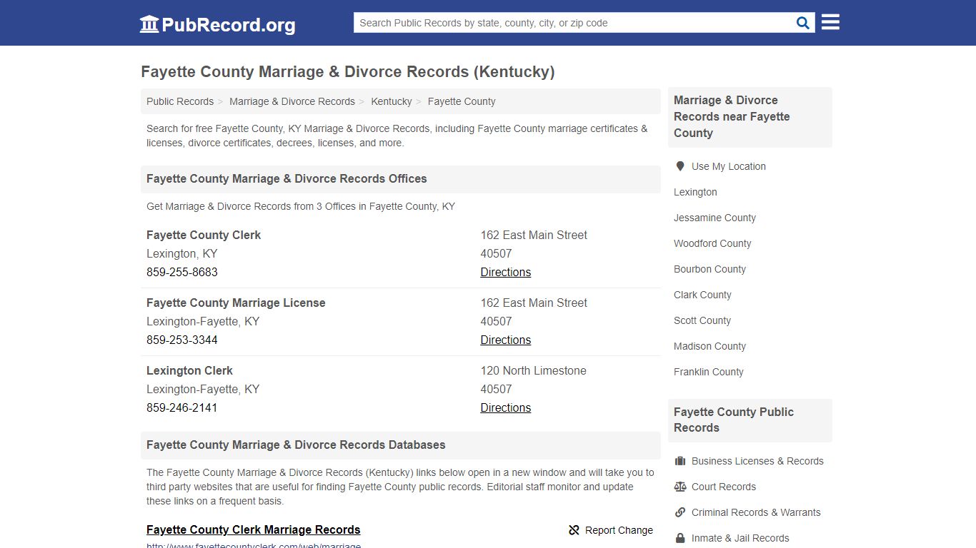 Fayette County Marriage & Divorce Records (Kentucky)