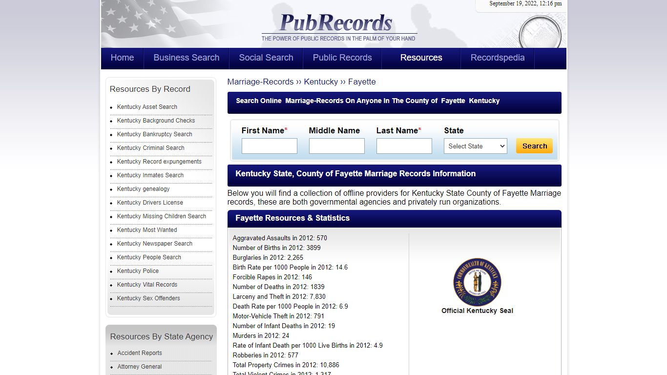 Fayette County, Kentucky Marriage Records - Pubrecords.com